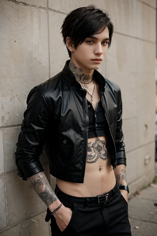 Young man dressed in an attractive and daring way, in emo style