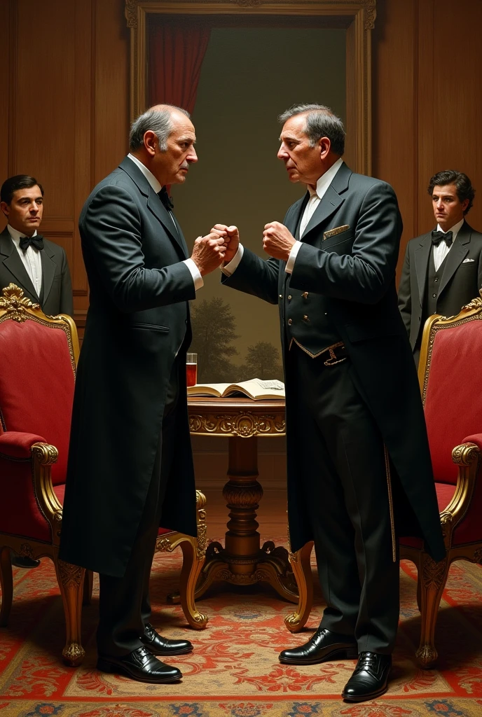 Jose Bernardo de Tagle and Jose de Lamar arguing (the two adults)