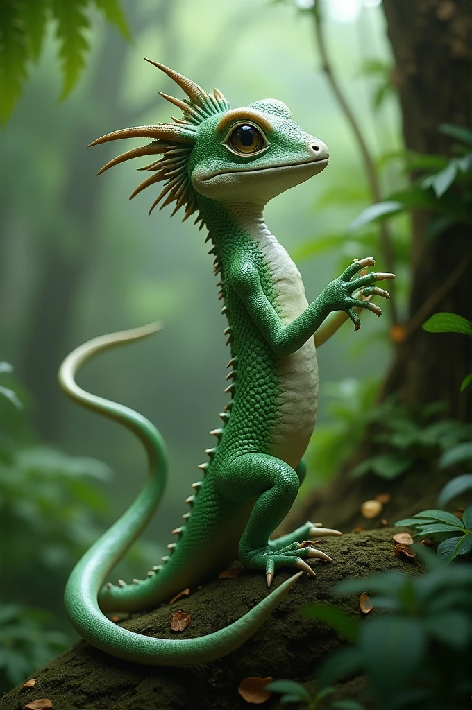 Beautiful lizard girl with lizard tail 