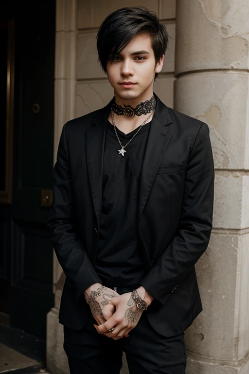 Young man dressed in an attractive and daring way, in emo style