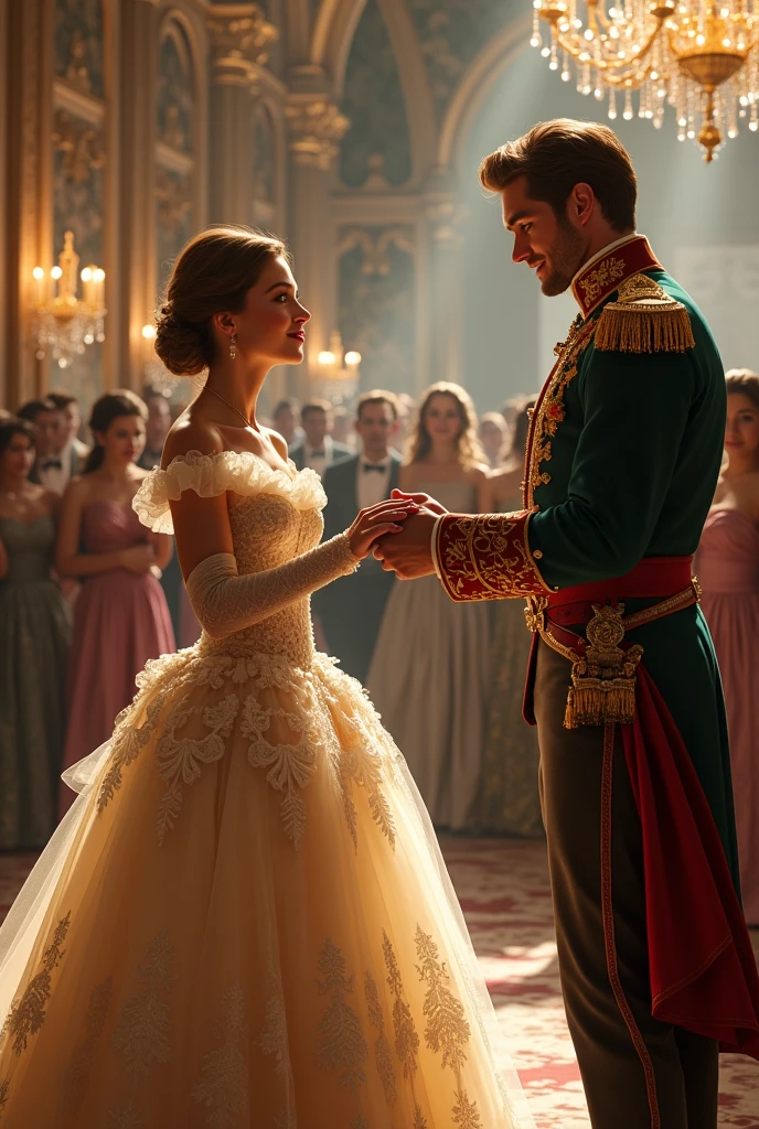 Cinderella at the ball , with the prince inviting Lara to fançar