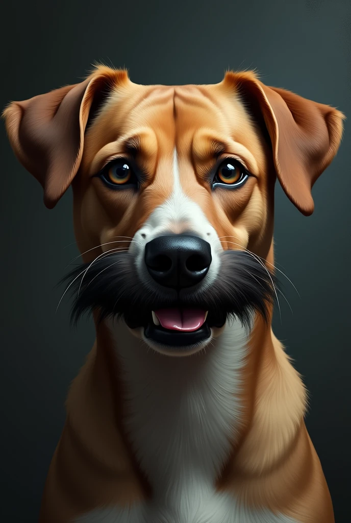 dog portrait with human mustaches, Fenris style