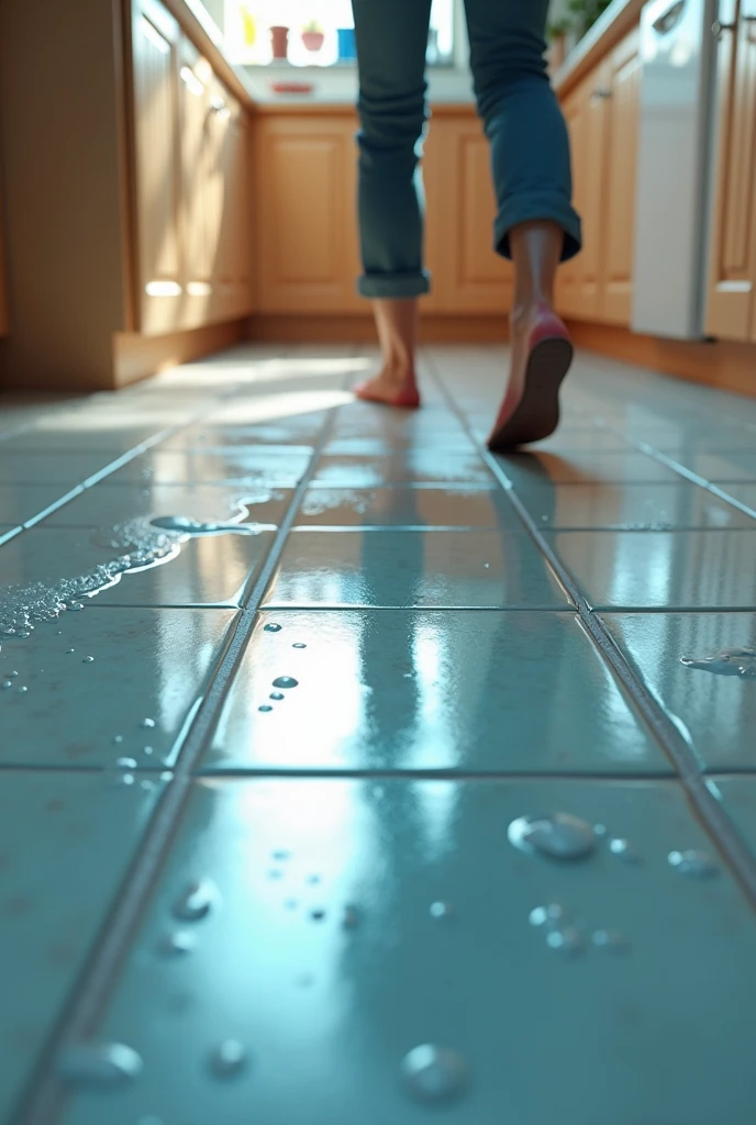 Leaving a puddle of water on the kitchen floor. The risk is that someone could slip if they don&#39;t see it and step into the puddle..