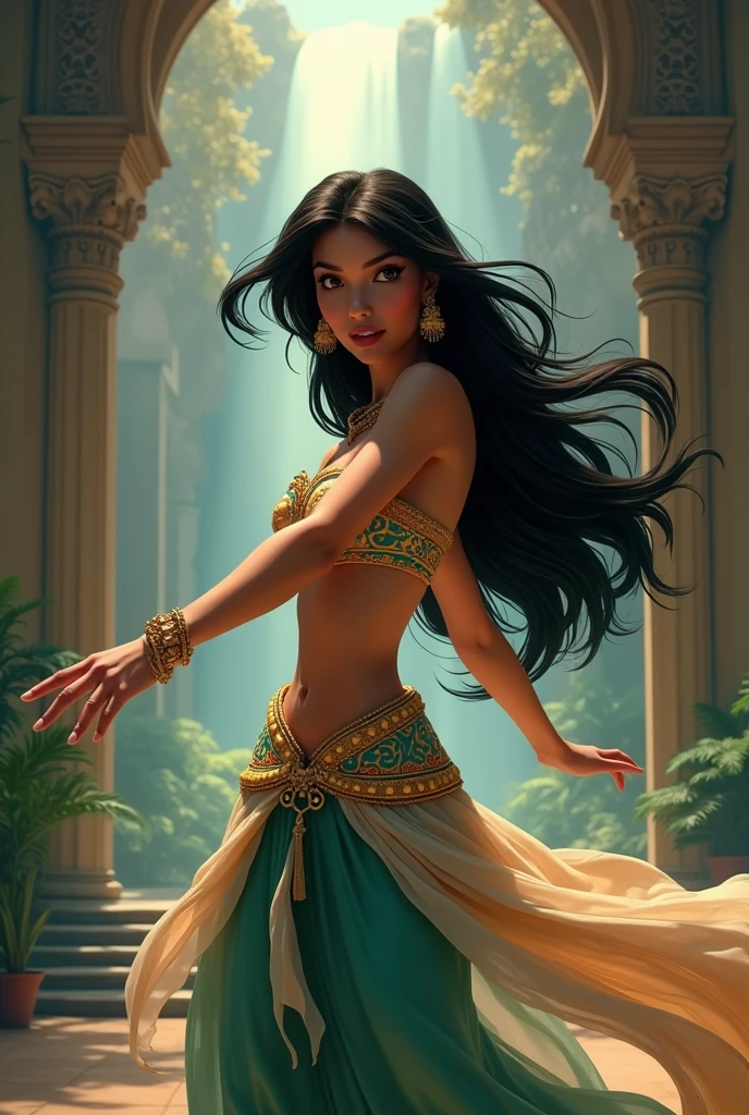 Stunning Princess Jasmine, photo in 8k, in action, cinematic.