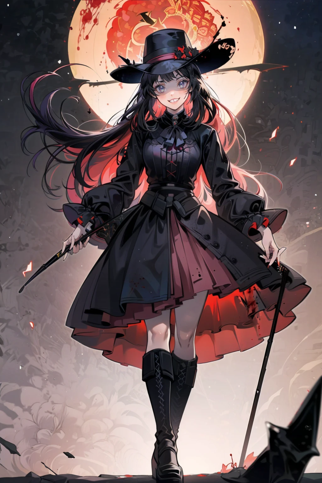 shaded face　、Holding a weapon、Looking at the viewers with a frightening expression、beautiful girl、とてもcute天使、Pink Gothic Fashion、cute、Baby Face、smile、Long skirt、Black long boots、.(Highest quality,4K,High resolution,masterpiece:1.2),Very detailed,Realistic:1.37,Spooky altar background,Dark fantasy,Red color scheme,Ominous atmosphere,Eye-catching,Storytelling,anatomy,Anime Style,Concept Art,beautiful細部までこだわった顔と (((Red eyes ))),A terrifying ritual ,Satanic Ritual,Premature death,inappropriate behavior,クレイジーなsmile,Scythe Face,Girl Monster, beautiful, Delicate facial features, Sharp Eye, Sharp Fangs, pale skin, Dark Background, Cinema Lighting, Dramatic Shadows, Gothic style, Gloomy atmosphere, Dark fantasy, one person&#39;s, Please open your mouth wide, Open your mouth and baring your teeth,Sharp teeth like a beast, Wide lips, very wide mouth, Vermilion cheeks, ,(Blood splatter:1.4),Scary smile, smile,Angel Design, Twisted smile、Bloody、bleeding from the head,,,,,、Blood splatter、,(Blood splatter:1.4),skull,Demon Spear,Horror Style, ((Fantasy Sweet Ta Frill Pink Costume)), ((Flowing blonde hair)), ,(Blood splatter:1.4),Female curves, Sexy flat stomach, Perfect hands, Perfect anime face, (Pink Tata Dress)), Are standing, ((邪悪なsmile)), ,(Blood splatter:1.4), Steam circulates, Moonlight Illumination, night lighting, (Blood splatter:1.6),アニメAngel Design, Twisted smile、Bloody、bleeding from the head,,,,,、Blood splatter、,(Blood splatter:1.4), skull,Gothic architecture、Western architecture、Fantasy World、,Victorian cities, Skeleton Gas Light,Absurd, High resolution、 ((Tabletop)), ((Highest quality)), (Very detailedな), ((Very detailed)), (beautiful), ((cute)), (NFSW:1.8), alone,(:1.6)、(world&#39;The most terrifying and creepy demon girl:1.5)beautiful face、Whole Body Ezbian、pale, beautiful肌、beautiful金の髪、優しくsmileむ、Dark building ruins、(snow white&#39;Frill dress:1.3)、(The dark ruins are stained with blood:1.3)、Low angle full body shot、(少女は血の海の中にAre standing:1.5)、(The ground is full of blood:1.3)、(The girl lost a lot of blood....:1.3)、(クレイジーなsmile:1.6)、Spirits、(Blood dripping from the mouth:1.3)、
