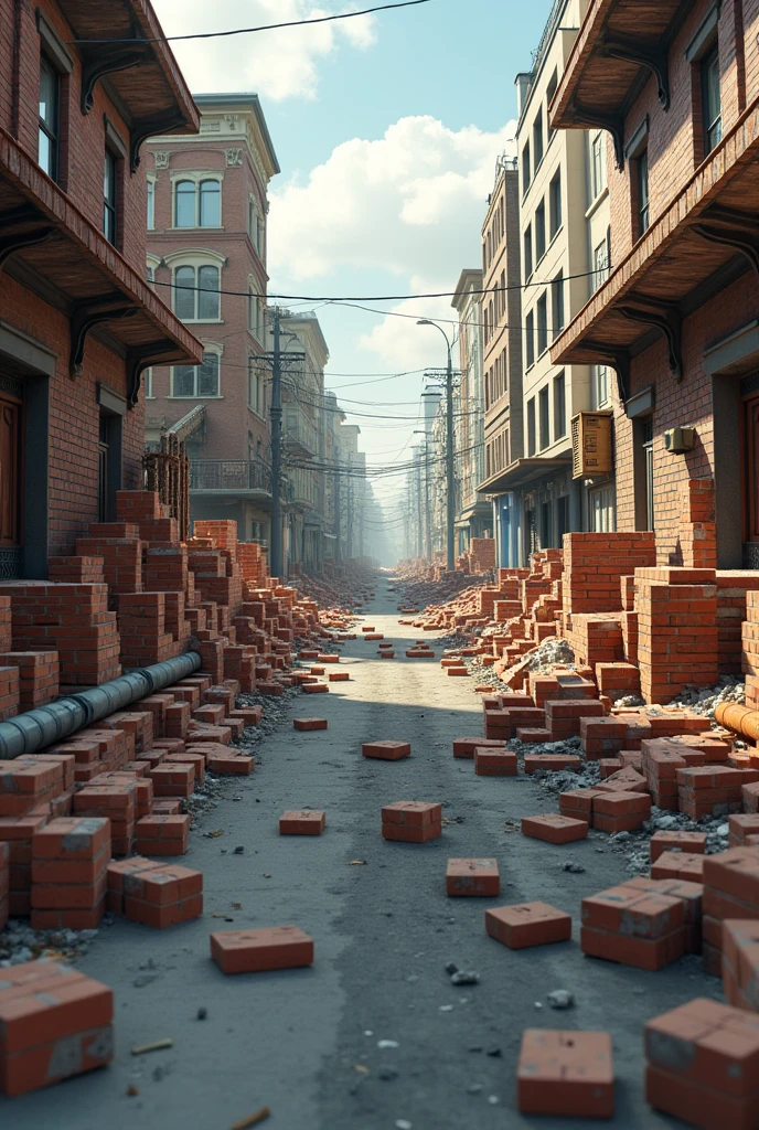 generate image of construction material on the street