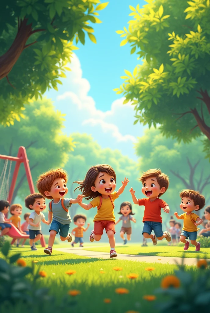 Children playing in a park 8k