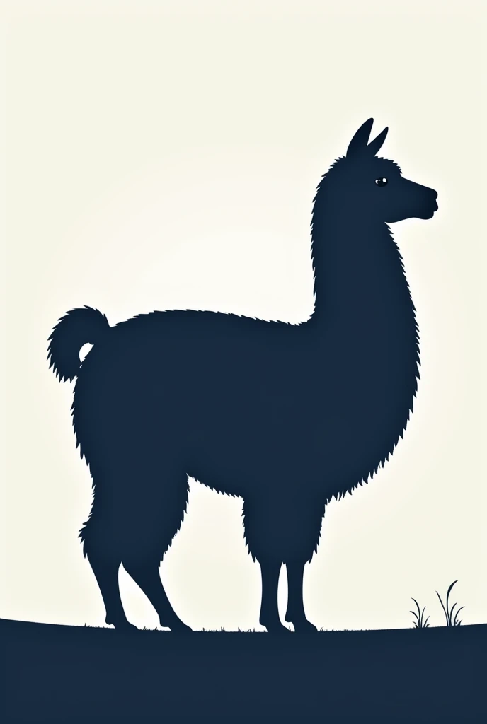 Profile of an alpaca.Fill in the silhouette。The color is navy blue
