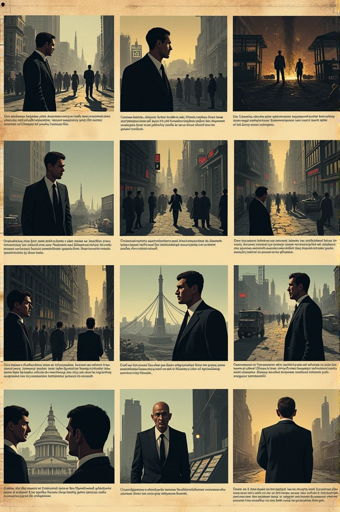 Create 10 images about the capitalist crisis of 1929 and put those 10 images on a letter sheet with their respective names in Spanish.