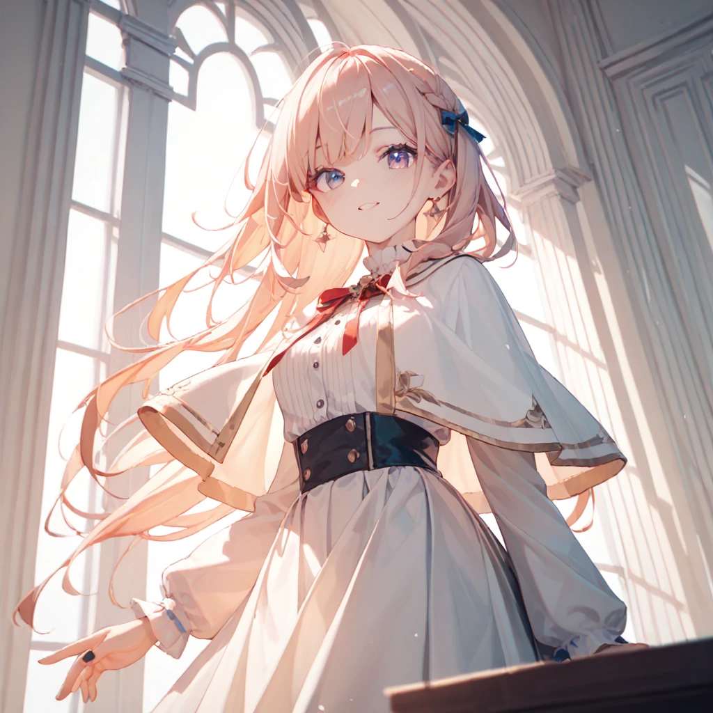 masterpiece, best quality, 1girl, capelet