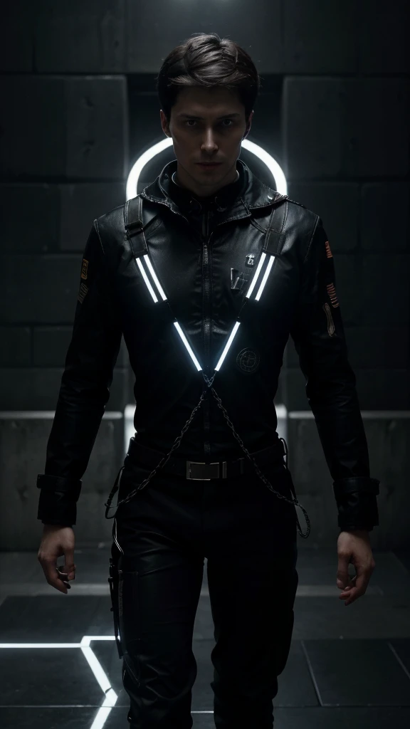 "Create a powerful and symbolic 3D illustration designed as an NFT, focusing on the theme of freedom and resistance. The central figure should be Pavel Durov, depicted as a modern-day champion of digital freedom. Surround him with elements representing both the constraints of oppression and the light of liberty, such as broken chains, digital locks, and glowing circuits symbolizing the free flow of information. His expression should convey determination and resilience. Incorporate a strong visual contrast between dark, oppressive tones and bright, liberating light. The overall style should be a blend of realistic and abstract, emphasizing the struggle for freedom in the digital age."