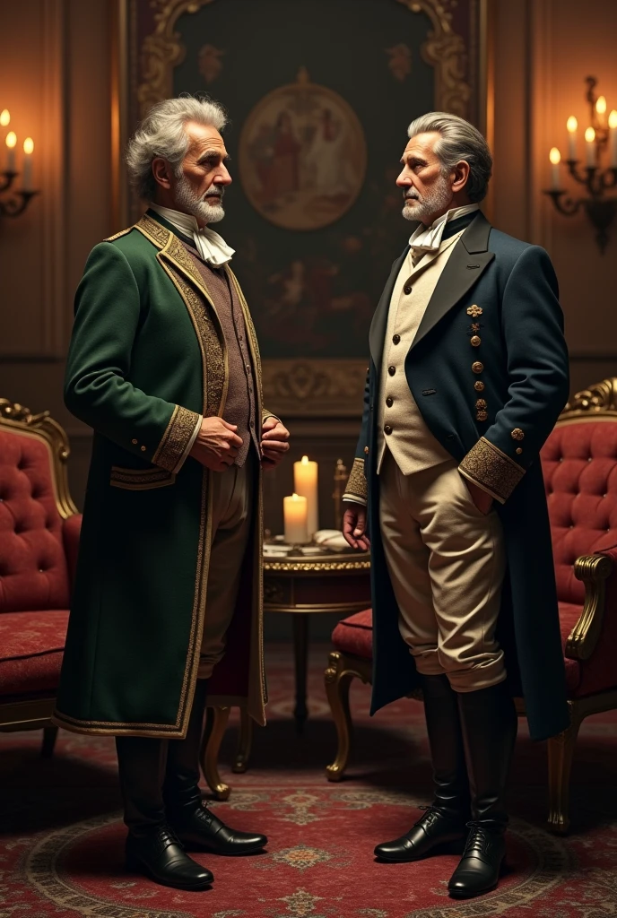 19th Century José de la Mar and Bernardo de Tagle discussing whether they should wear period clothing 
