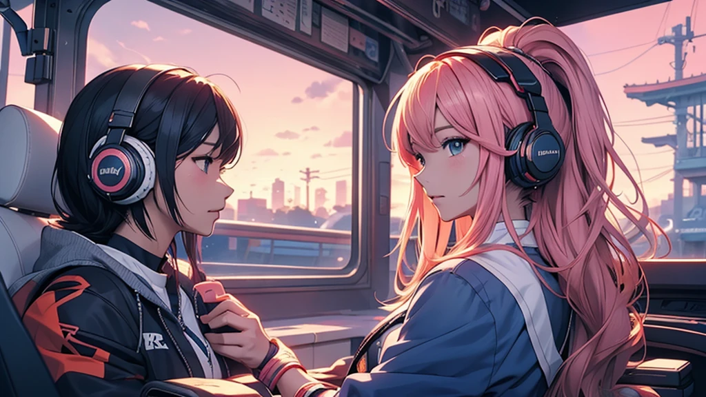 A woman wearing headphones、Anime Style 4 k, anime wallpaper 4k, anime wallpaper 4k, 4k anime wallpaper, anime art wallpaper 4k, anime art wallpaper 4k, Anime Style. 8k, Anime atmosphere, Ultra HD Anime Wallpaper, Anime Art Wallpaper 8K, Anime Background,golf、golf場、golfをしている