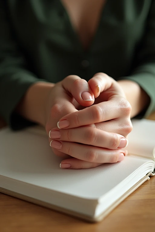 Beautiful hands、nail、Place your hands on the desk、Back of hand