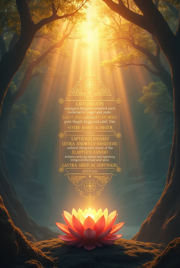 To create an eye-catching thumbnail for the Gayatri Mantra in a 16:9 ratio, consider the following elements:

Background: Use a rich, spiritual backdrop like a sunrise, celestial imagery, or a subtle gradient in calming colors (like gold, blue, or purple) to evoke a sense of tranquility.
Text: Incorporate the Gayatri Mantra text in an elegant, readable font. Use contrasting colors to make it stand out. Placing it in the center or along the bottom could work well.
Visuals: Add symbolic elements like a lotus, light rays, or deities associated with the mantra to enhance its spiritual significance.
Focus: Make sure the text and symbols are centrally placed and not overcrowded. The design should be clean and balanced.
Color Scheme: Opt for colors that are both serene and vibrant to capture attention. Gold or white text on a darker background can create a striking effect.
Visual Appeal: Ensure that any images or graphics are high-quality and not overly detailed to avoid distractions.