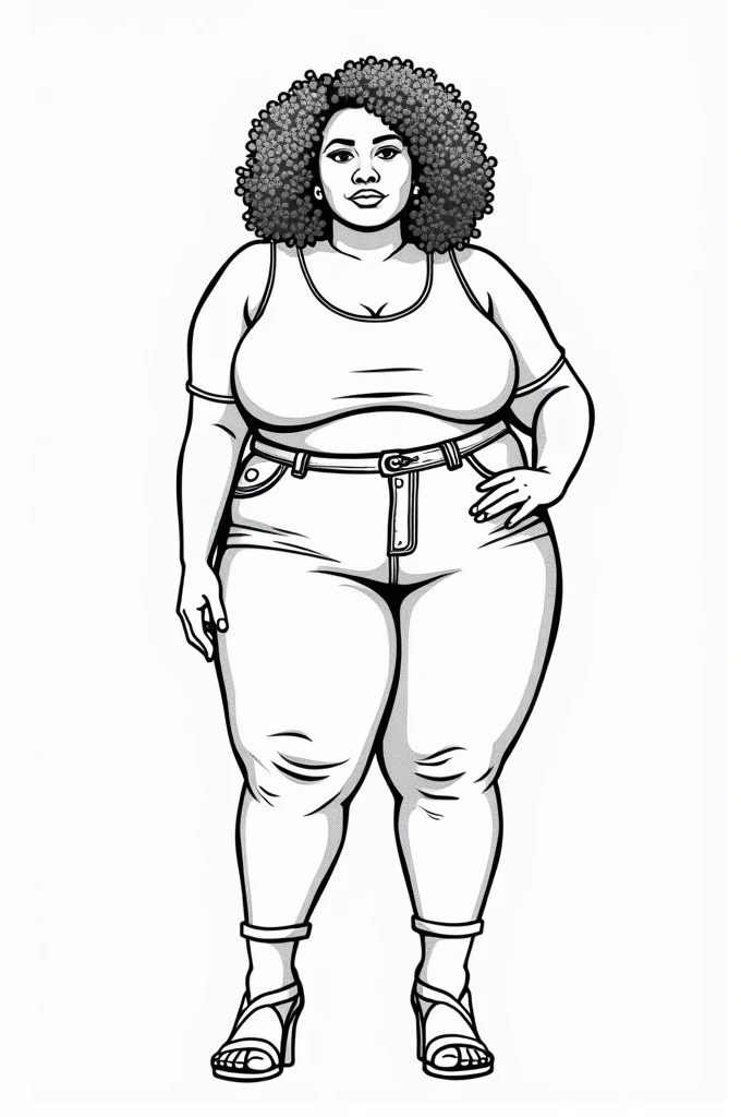 
Black Women Beauties Portrait Coloring Pages for adults, Full body, different style, Fat Black Woman Grayscale Coloring Book, White Background, no shadow on image, outline body ((best quality)), ((masterpiece)), (detailed), perfect face