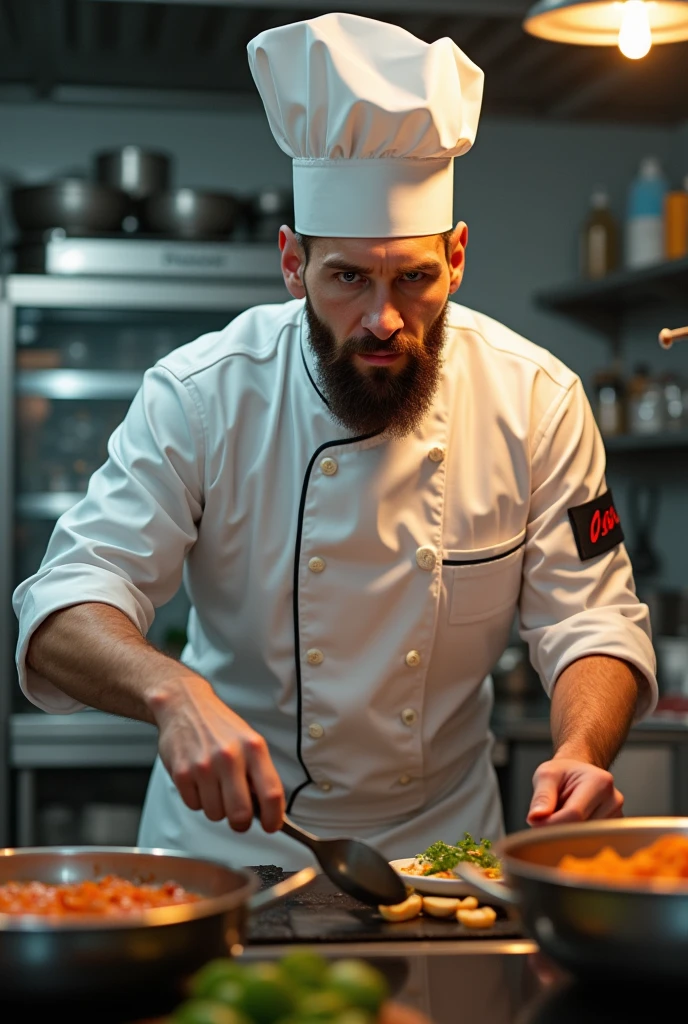 MESSI CHEF FAT REALISTIC BUT LOOKS GOOD MESSI BUT FATER AND WITHOUT A BEARD