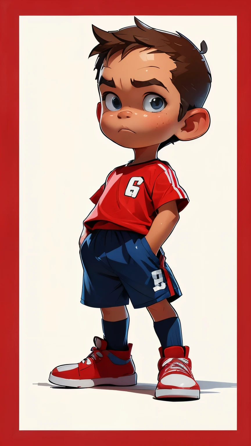 DClark, D_Clark, a sketch of a , , red shoes, drawn on paper with a colors pens, playing soccer, houses in background, simple lines, poor drawing, light background, cartoon style, caricature, simple lines, simple drawing, colored pencil
