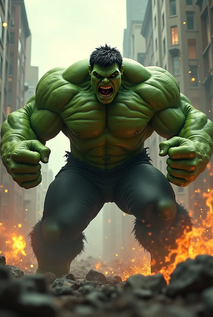 Hulk punching on screen
