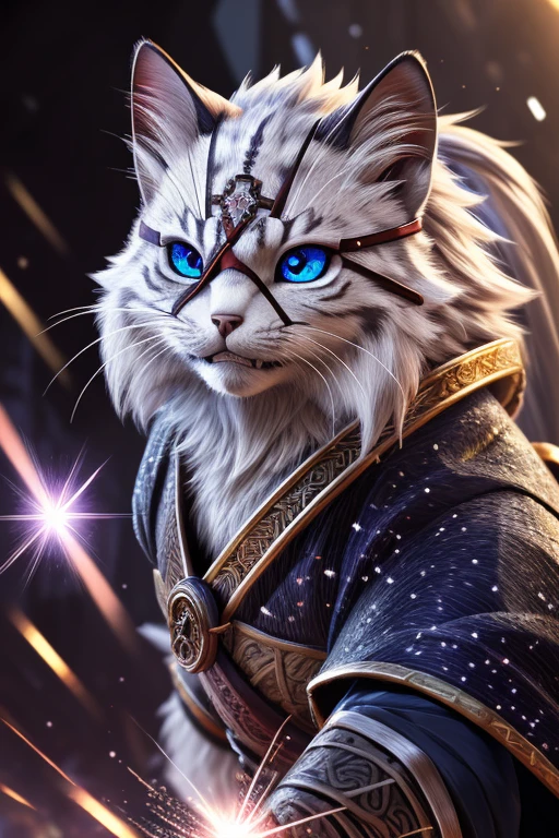 (Highest quality、masterpiece、8k))、Anatomically correct、Very detailed、High resolution、Cinematic lighting、Realistic、((Beautiful, sparkling, detailed eyes))、Intricate details、((Dynamic composition))、Kitten Samurai、Overwhelming power、Eye patch、Yagyu Shininryu