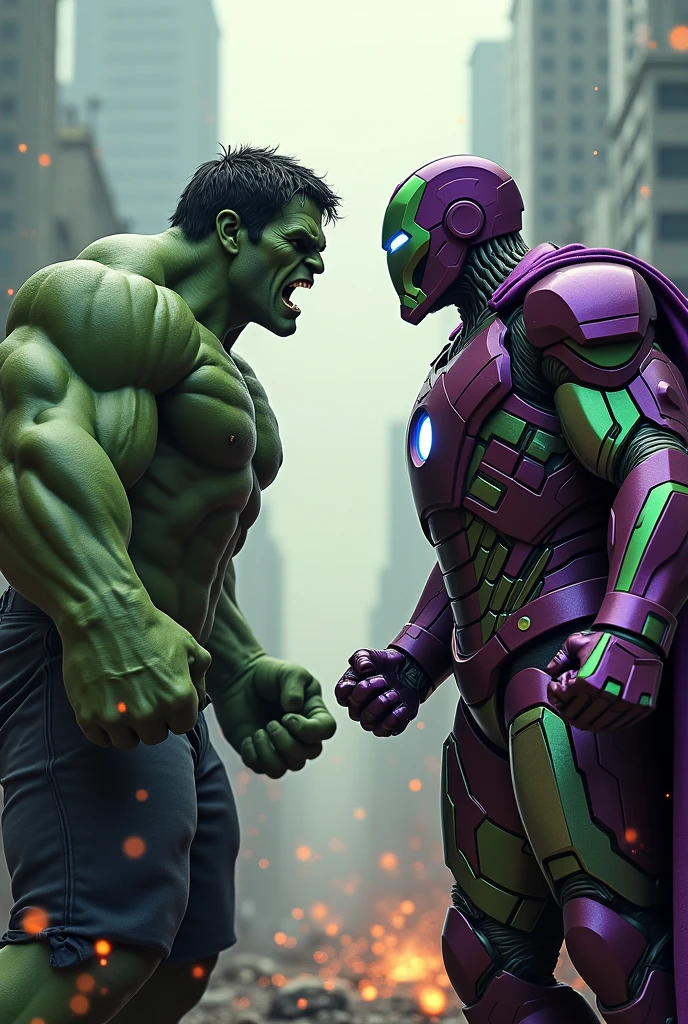 Rdj in dr doom dress fighting with hulk in dr. Doom suit