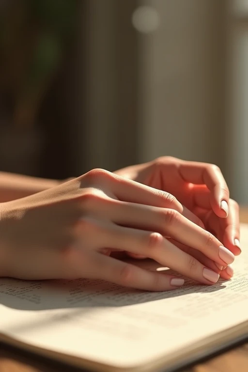 Beautiful hands、nail、Place your hands on the desk、Back of hand