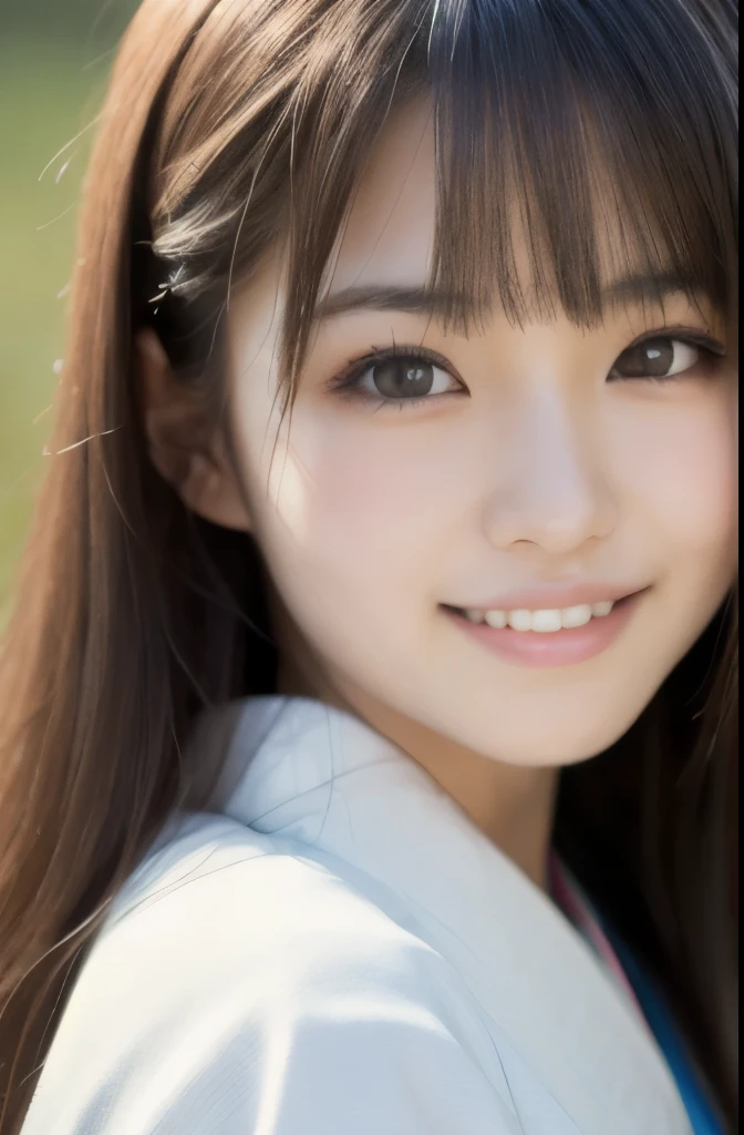 best quality, face focus, soft light, ultra high res, (photorealistic:1.4), RAW photo,(Shinozaki Ai), (fair skin), (kawaii),
1 Japanese girl, solo, cute, smile, (pupil, lights in the eyes), detailed beautiful face, Medium-sized breasts,(high resolution detail of human skin texture),(long hair),(portrait), upper body, white traditional kimono