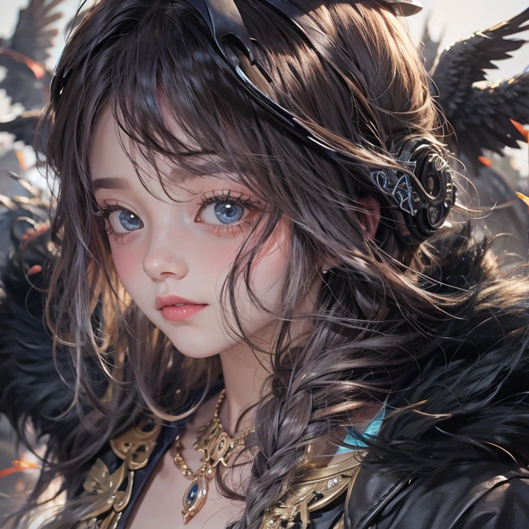 it&#39;s raining, Hair Flow、 ((highest qualそれy、masterpiece、8k、Best image quality、Ultra-high resolution、Award-winning works)、(Accurate anatomy:1.1)、(Look at me and smile:1.1)、Shining fair skin , Ultra-high resolution、The most detailed face、Ultra-high resolution detailed face、Ultra-high resolutionの髪の毛、(Ultra-high resolutionの煌めく瞳:1.1)、Beautiful face drawn in every detail、ancient gothic costume , Chest to chest, tattoo,  a real crow next to her. MFS. 