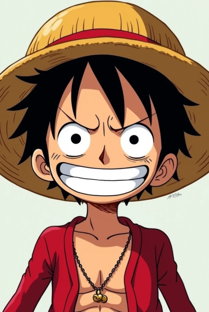 The old cross-eyed Luffy with an impatient face