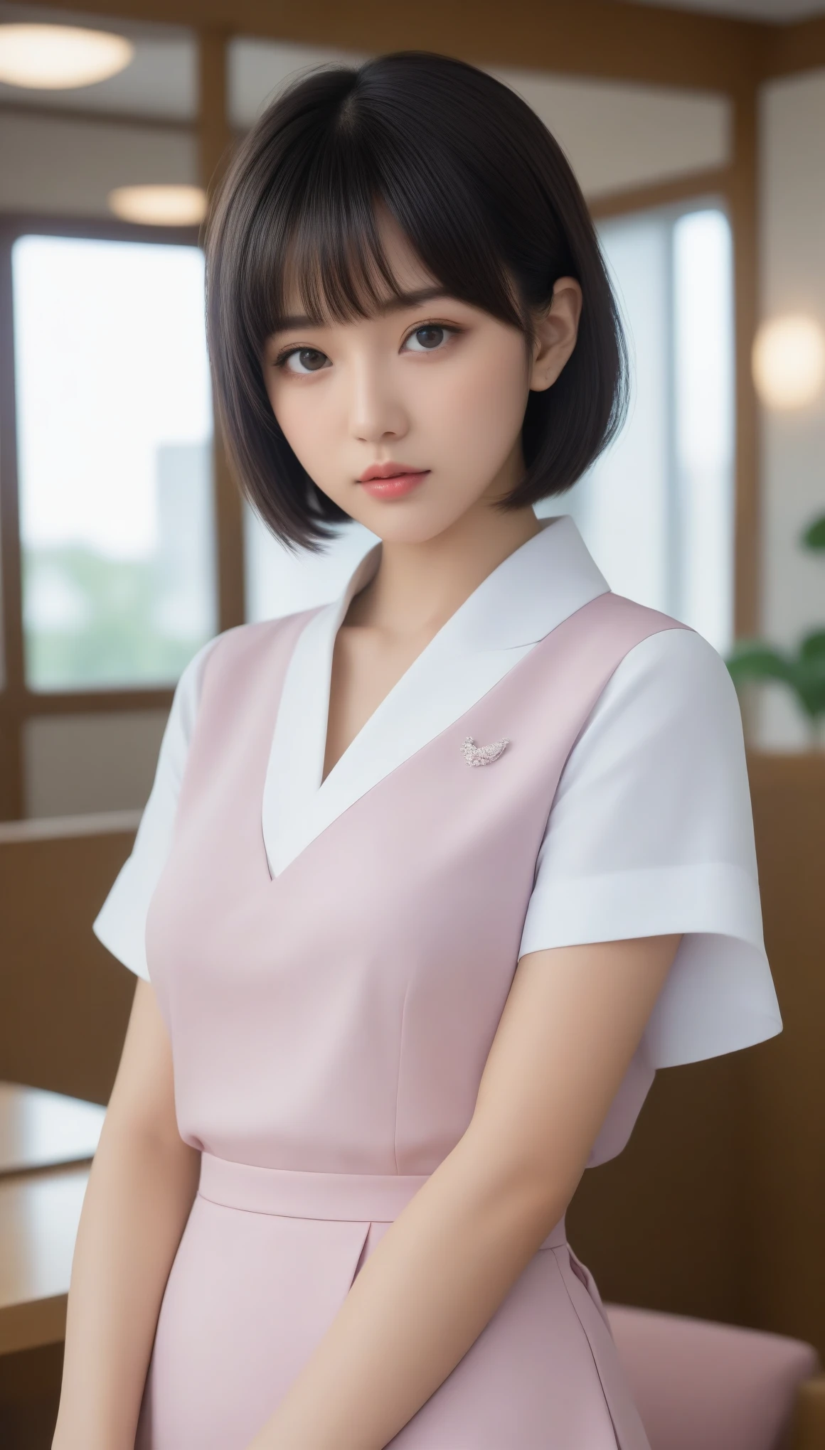 8k, Ultra-high resolution, Highest quality, masterpiece, 三分割法によるphotograph,Surreal, photograph,One Woman, (:1.3), cute, cute顔, 細部までBeautiful Eyes, 細かくdetailedに,masterpiece,One Girl:1.2,Japanese women,kindergarten,close up,glaring,Black short hair,Bowl cut,ID photo,(kindergarten uniforms:1.3),Eccentric,Future City,white collar,((Fusion of humans and androids))(Beautiful attention to detail),Subtle details, detailedな顔,anger,Attractive eyes,(ポートレートphotograph:1.4),(Photorealistic images:1.4),Fantasy art,(Beautiful Face:1.4),美しくAttractive eyes、Beautiful Eyes,Silver residue,(Tight waist:1.4)、(Beautiful with perfect body proportions:1.4),Pink Lips,profile,(((Ideal body type))),A-cup small breasts :2,、Portraiture:2、Perfect Anatomy、鮮明なdetailed、detailed,Fashion magazine cover,Thin lips,完璧でBeautiful Face ,完璧でcute顔, Skin with attention to detail, Perfect limbs、Narrow waist,Surreal,Light and shadow,spotlight