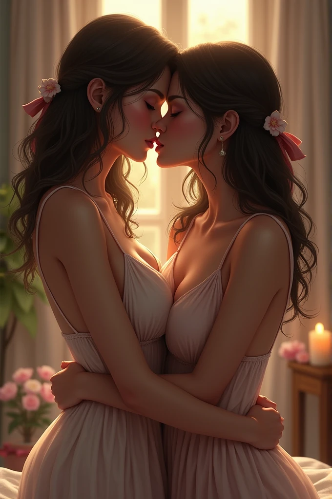 Women kissing