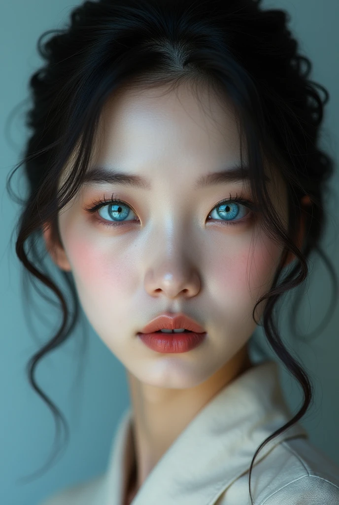 Asian woman with blue eyes