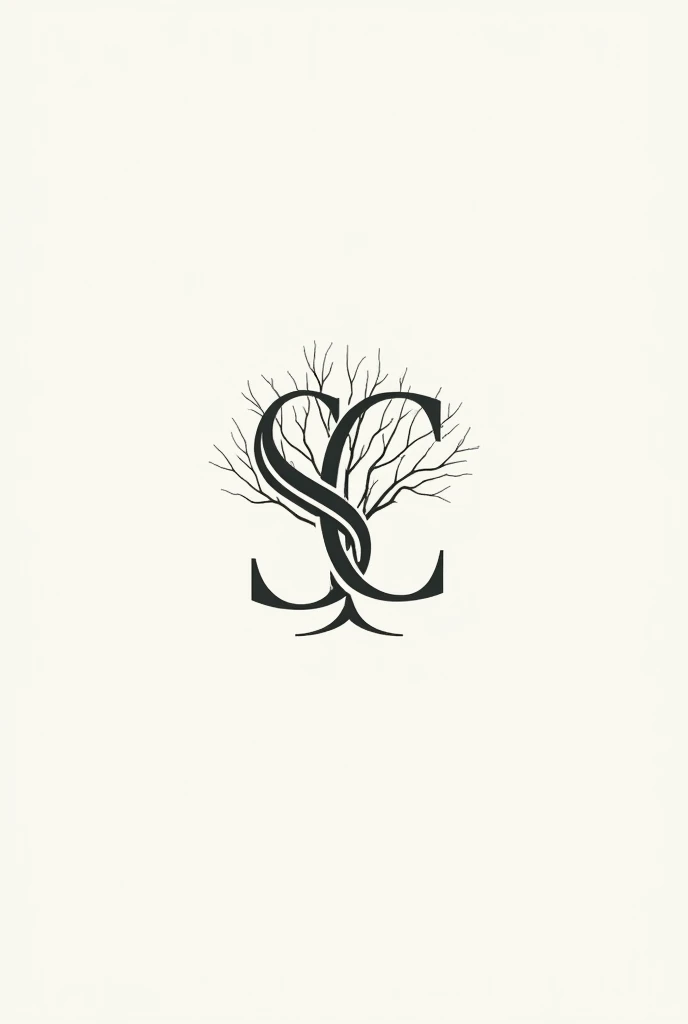 Make me a logo with the initials S and C and make it look like a family tree that contains like the letters E and K underneath