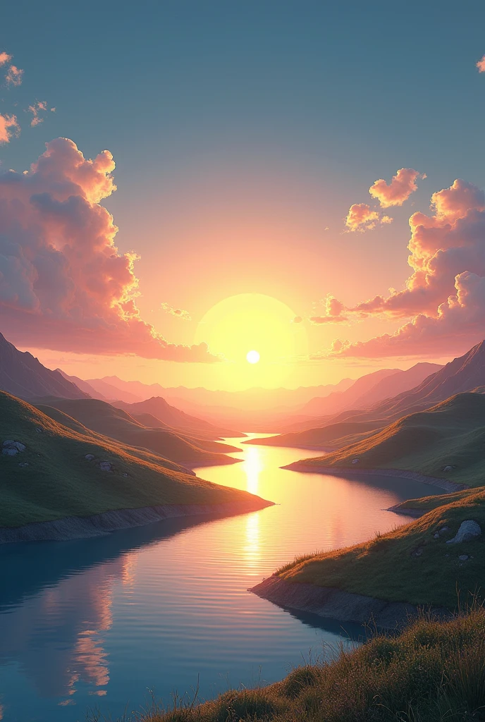 landscape with the sun rising
