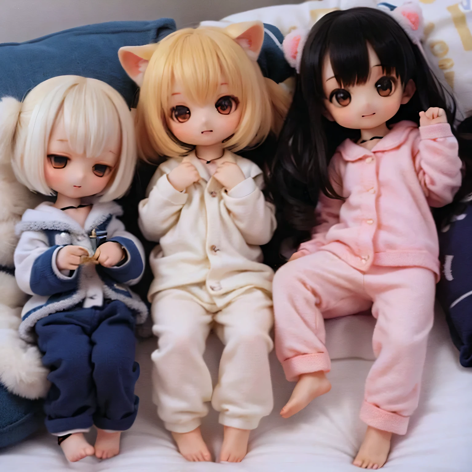 Shiba Inu Girl Chibi Pajamas、Girls sleeping in bed