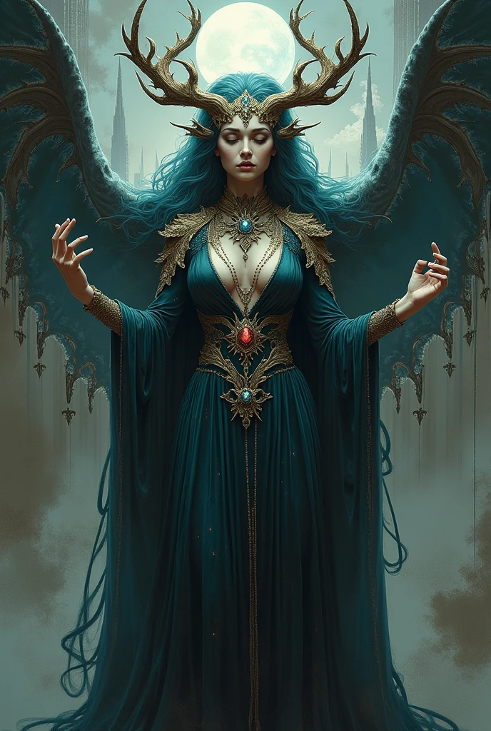 Painting of goddess Hecate s 3 form (maiden, mother, crone ) an ultrafine detailed painting, Artstation contest winner, fantasy art, fantasy game card, digital painting, spire, official photo