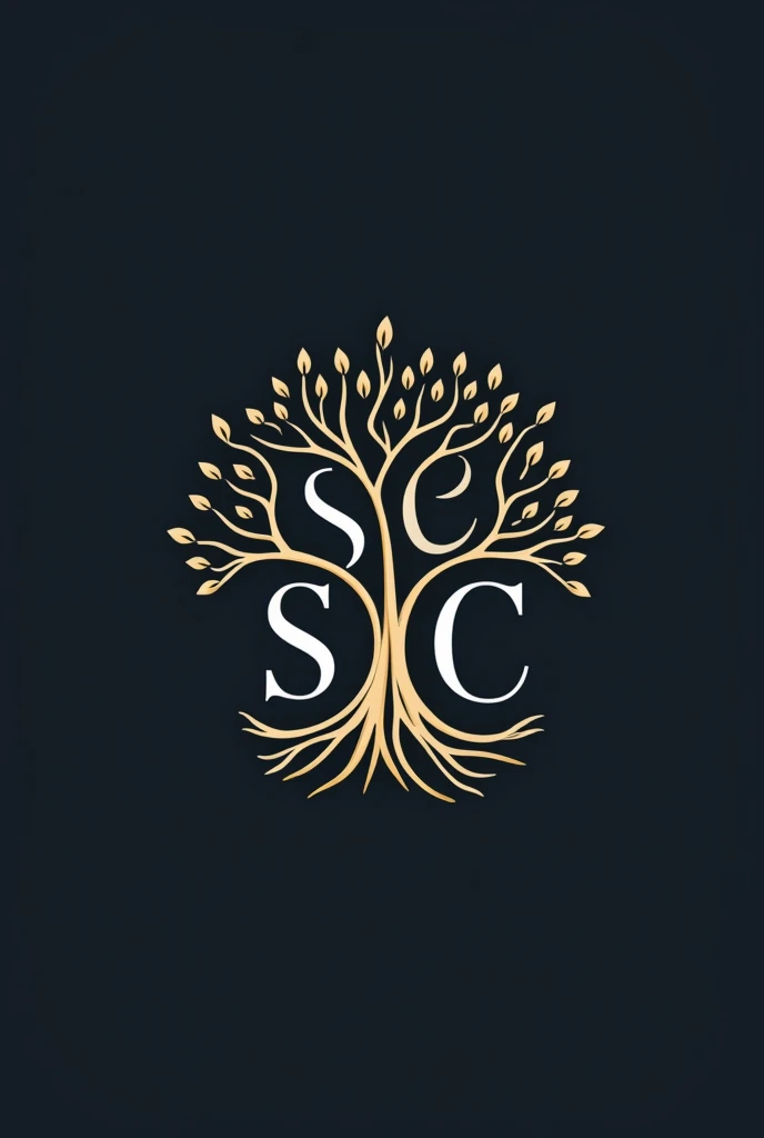 Make me a logo with the initials S and C and make it look like a family tree that contains like the letters E and K underneath
