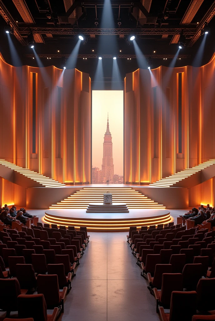 Create a stage for Eurovision. You can take references from the 2018 stages,2019 and 2023. Now a little less futuristic