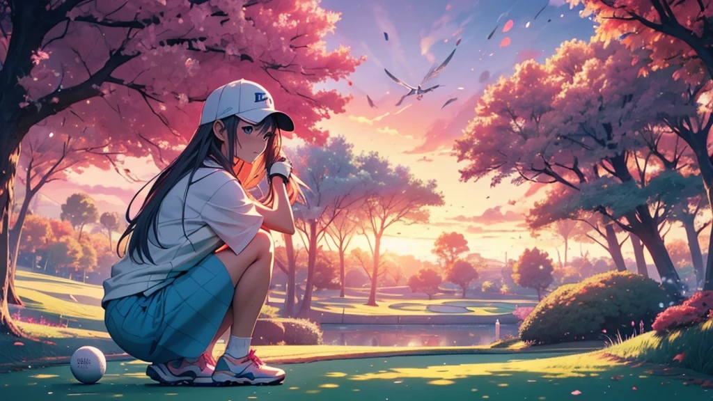 ヘッドフォンを着けた女性がgolfをしている、Anime Style 4 k, anime wallpaper 4k, anime wallpaper 4k, 4k anime wallpaper, anime art wallpaper 4k, anime art wallpaper 4k, Anime Style. 8k, Anime atmosphere, Ultra HD Anime Wallpaper, Anime Art Wallpaper 8K, Anime Background,golf、golf場、golfをしている、GOLF、golfクラブを持っている