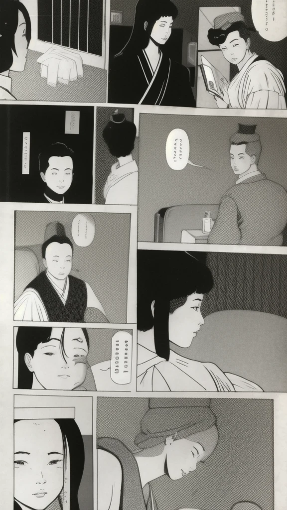 (masterpiece, Highest quality:1.2), (((Black and White))),comics、