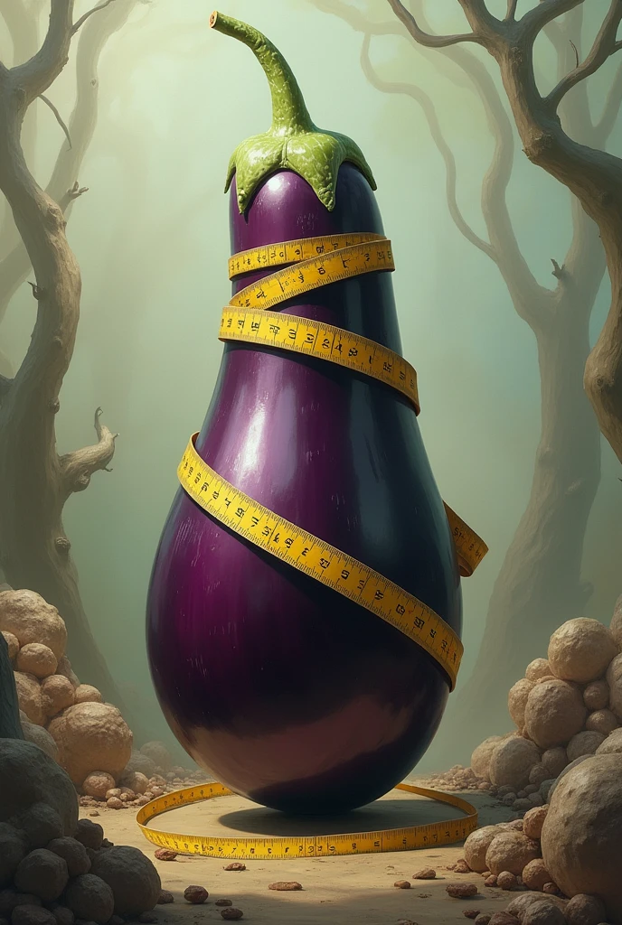 eggplant, tape measure man