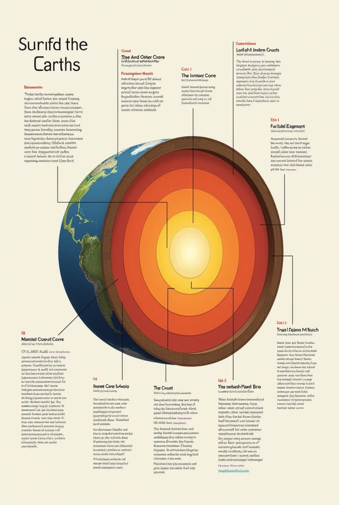 A meaningful 5 layers of Earth with good drawing but easy to draw and label