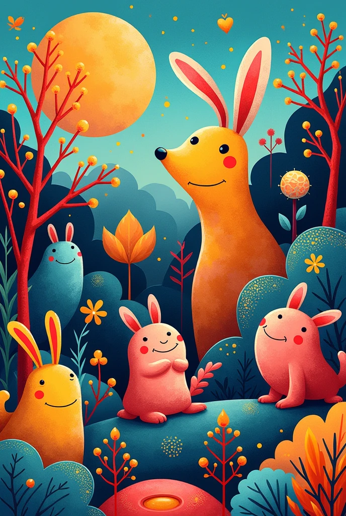 I want an simple art the the all elements of art is present, i want it to be colorful, and easy to draw