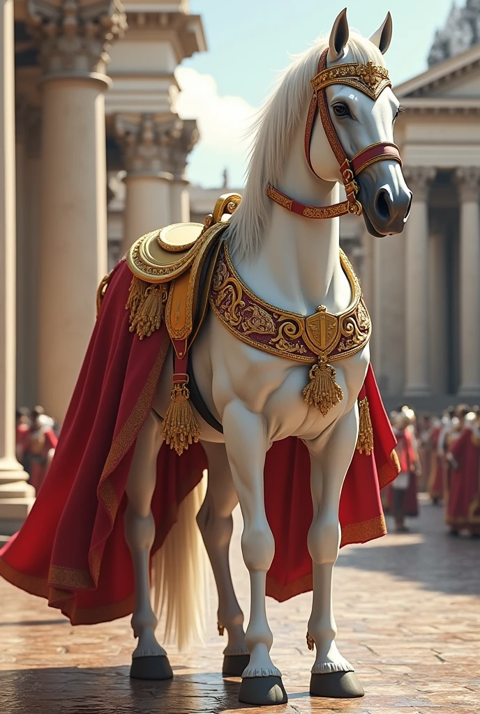 A white horse as a roman consul
