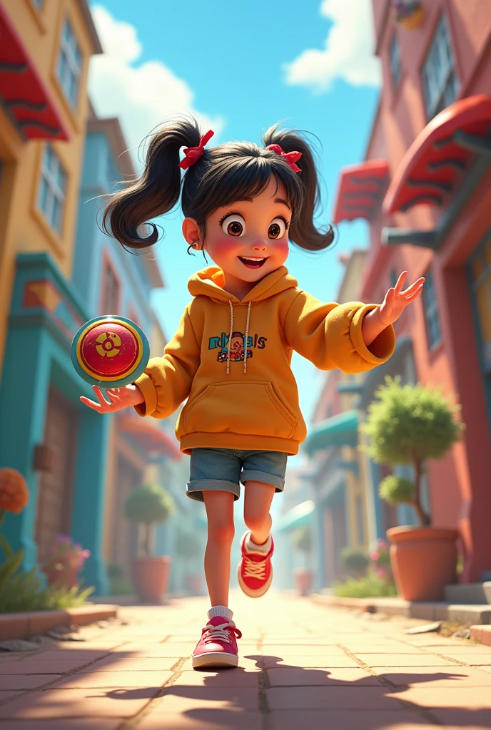 Animated girl playing yoyo