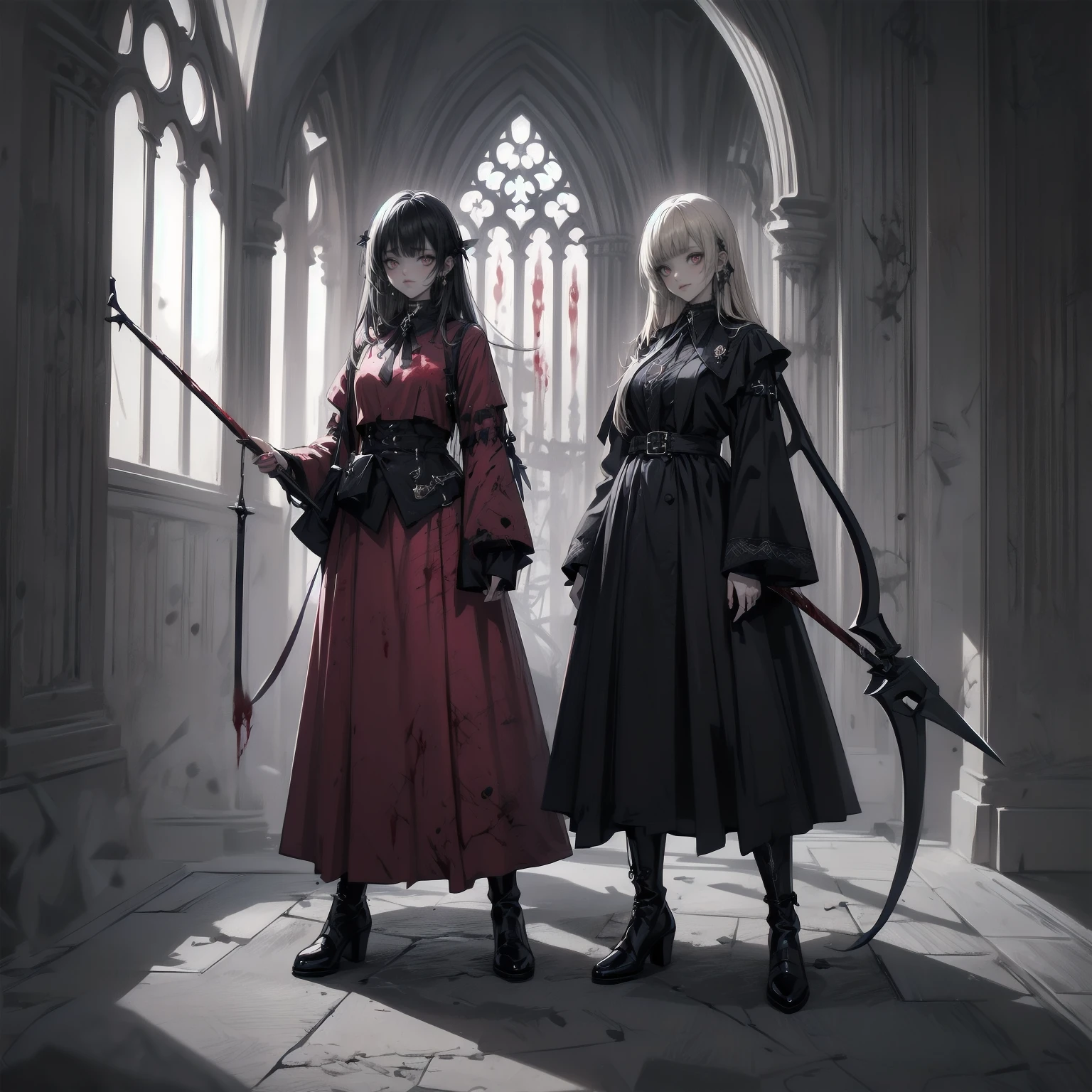 shaded face　、Holding a weapon、Looking at the viewers with a frightening expression、beautiful girl、とてもcute天使、Pink Gothic Fashion、cute、Baby Face、smile、Long skirt、Black long boots、.(Highest quality,4K,High resolution,masterpiece:1.2),Very detailed,Realistic:1.37,Spooky altar background,Dark fantasy,Red color scheme,Ominous atmosphere,Eye-catching,Storytelling,anatomy,Anime Style,Concept Art,beautiful細部までこだわった顔と (((Red eyes ))),A terrifying ritual ,Satanic Ritual,Premature death,inappropriate behavior,クレイジーなsmile,Scythe Face,Girl Monster, beautiful, Delicate facial features, Sharp Eye, Sharp Fangs, pale skin, Dark Background, Cinema Lighting, Dramatic Shadows, Gothic style, Gloomy atmosphere, Dark fantasy, one person&#39;s, Please open your mouth wide, Open your mouth and baring your teeth,Sharp teeth like a beast, Wide lips, very wide mouth, Vermilion cheeks, ,(Blood splatter:1.4),Scary smile, smile,Angel Design, Twisted smile、Bloody、bleeding from the head,,,,,、Blood splatter、,(Blood splatter:1.4),skull,Demon Spear,Horror Style, ((Fantasy Sweet Ta Frill Pink Costume)), ((Flowing blonde hair)), ,(Blood splatter:1.4),Female curves, Sexy flat stomach, Perfect hands, Perfect anime face, (Pink Tata Dress)), Are standing, ((邪悪なsmile)), ,(Blood splatter:1.4), Steam circulates, Moonlight Illumination, night lighting, (Blood splatter:1.6),アニメAngel Design, Twisted smile、Bloody、bleeding from the head,,,,,、Blood splatter、,(Blood splatter:1.4), skull,Gothic architecture、Western architecture、Fantasy World、,Victorian cities, Skeleton Gas Light,Absurd, High resolution、 ((Tabletop)), ((Highest quality)), (Very detailedな), ((Very detailed)), (beautiful), ((cute)), (NFSW:1.8), alone,(:1.6)、(world&#39;The most terrifying and creepy demon girl:1.5)beautiful face、Whole Body Ezbian、pale, beautiful肌、beautiful金の髪、優しくsmileむ、Dark building ruins、(snow white&#39;Frill dress:1.3)、(The dark ruins are stained with blood:1.3)、Low angle full body shot、(少女は血の海の中にAre standing:1.5)、(The ground is full of blood:1.3)、(The girl lost a lot of blood....:1.3)、(クレイジーなsmile:1.6)、Spirits、(Blood dripping from the mouth:1.3)、
