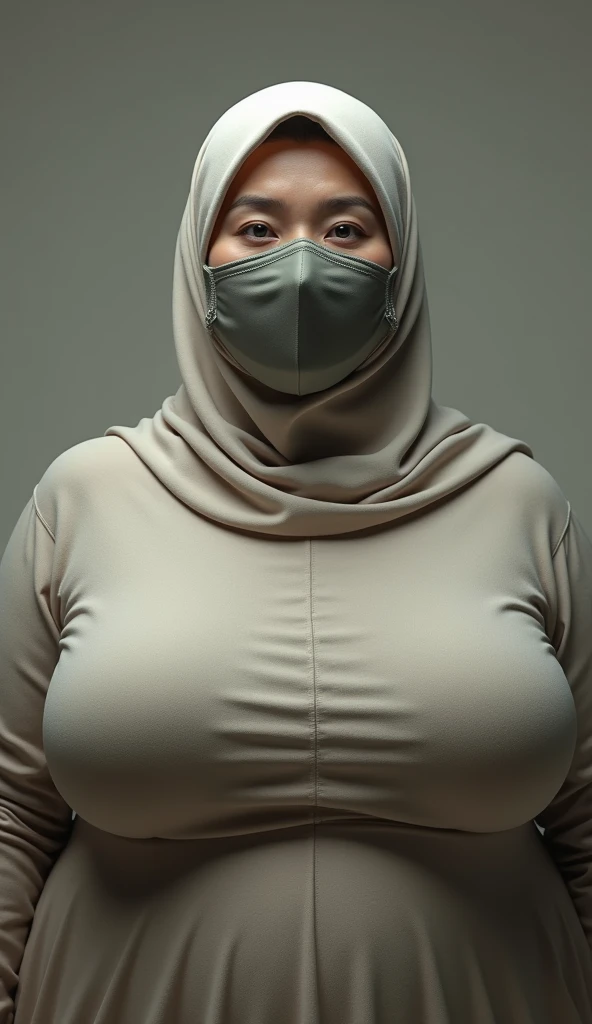 Hijab mature woman, mask, big boobs, chubby,super big boobs