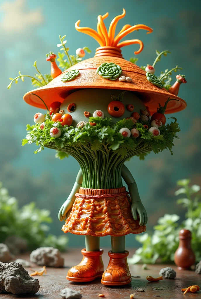 The hat is a dish, the upper half is seaweed and other ingredients, the lower half is seaweed and other ingredients, and the shoes are char siu.