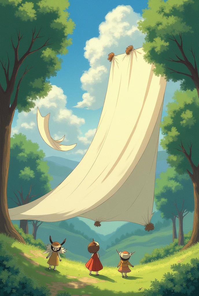 Studios ghibli with large sheets.