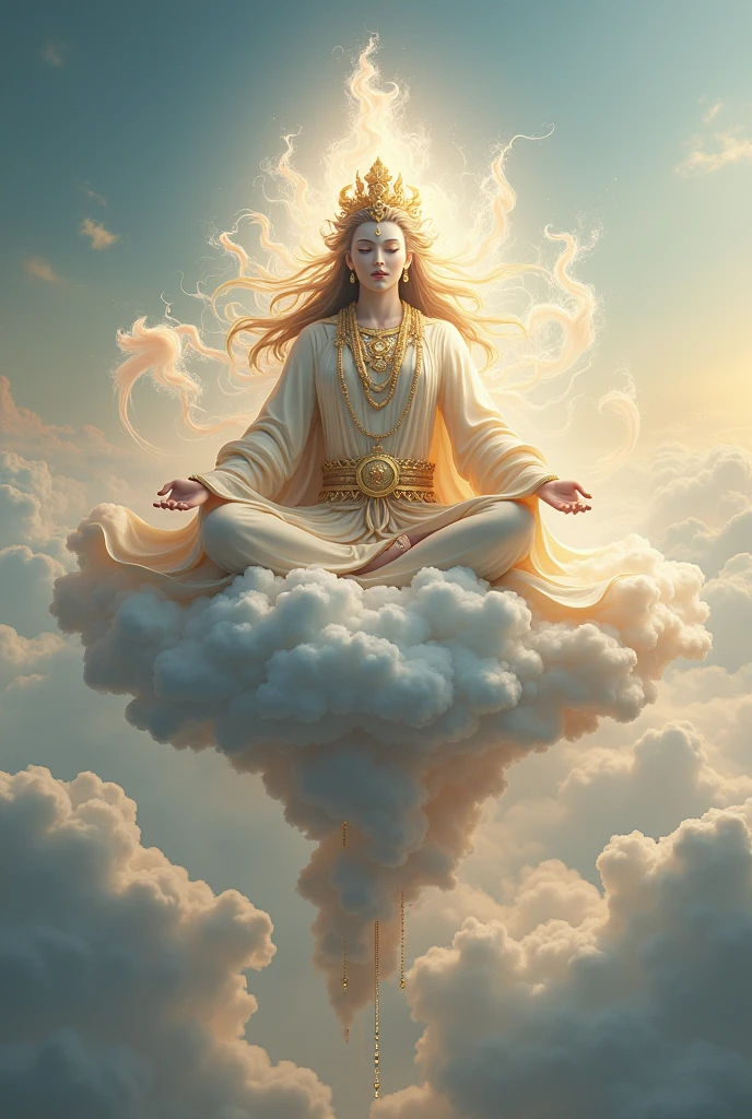 Shivan god floating on cloud and smiling